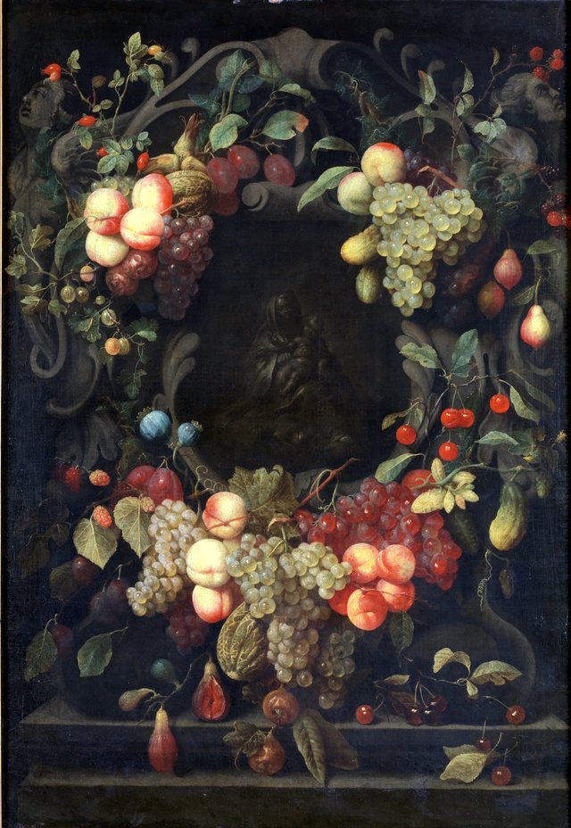 The Virgin with the Child inside a festoon of fruit by Joris van Son