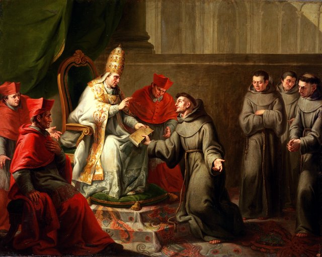 Aprobación de la regla franciscana por el papa Inocencio III by Antonio Carnicero