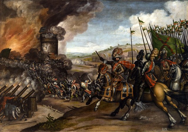 Battle of Gascona and battery in a castle by Juan de la Corte