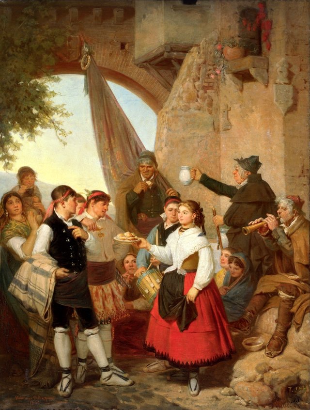 El presente. Fiesta mayor en Moncayo (Aragón) la víspera del santo patrono by Valeriano Bécquer