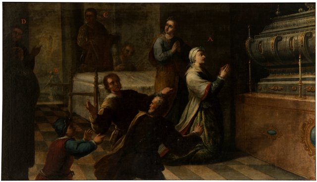 Milagro de doña María de Peñuela (¿?). Serie de la vida de San Diego de Alcalá by Juan García de Miranda