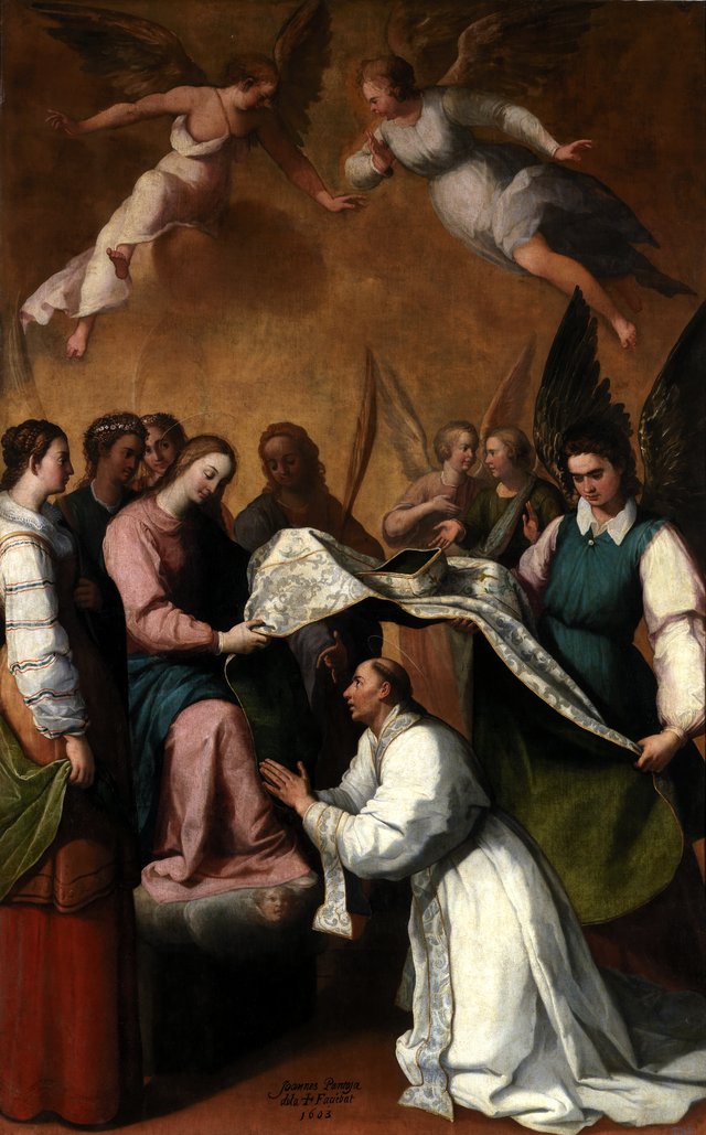 Imposición de la casulla a San Ildefonso by Juan Pantoja de la Cruz