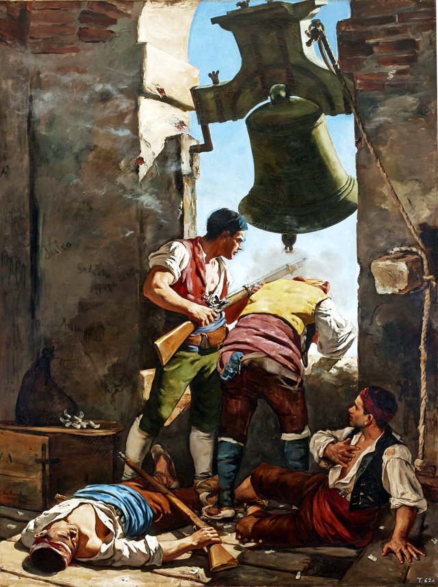 Heroic defense of the tower of San Agustín in Zaragoza in the War of Independence by César Álvarez Dumont