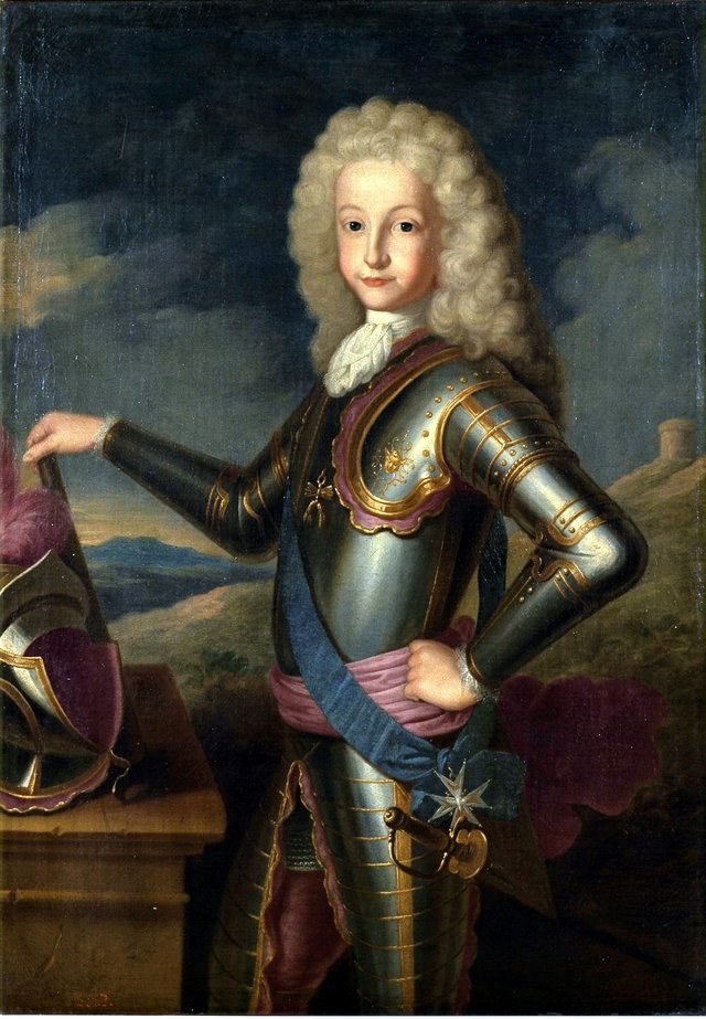 Luis I con armadura a los 10 años by Michel Ange Houasse