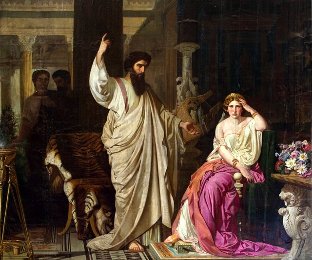 Saint Paul surprised by Nero at the moment of converting Sabina Poppaea by Isidoro Lozano