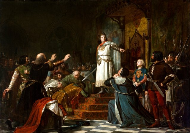 Episodio del reinado de don Enrique III de Castilla llamado el Doliente cuando al día siguiente de haber tenido que empeñar su gabán para comer corrige el orgullo y desmanes de los señores y ricoshomes de Castilla by Dionisio Fierros