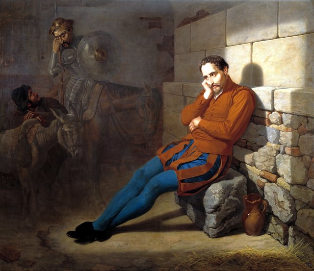 Miguel de Cervantes imaginando El Quijote by Mariano de la Roca y Delgado