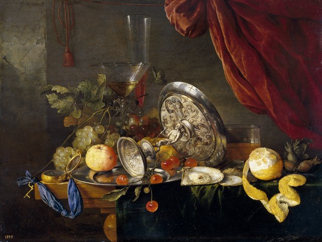 Still Life on a Wooden Table (Mesa) by Jan Davidsz. de Heem