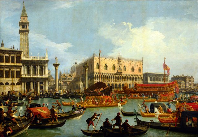 The Bucintore Returning to the Molo on Ascension Day by Canaletto