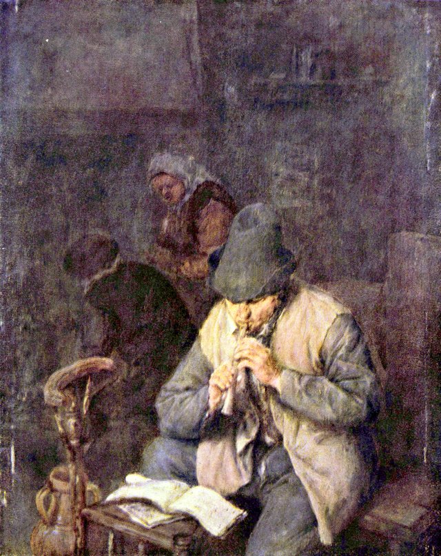 A recorder player by Adriaen van Ostade