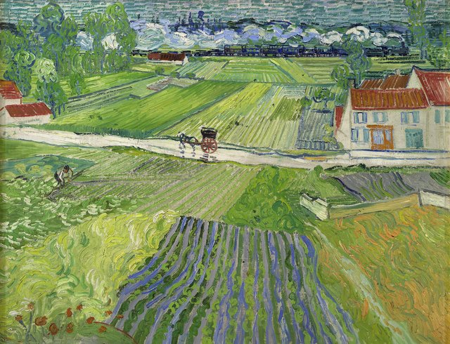 Landscape with a Carriage and a Train by Vincent van Gogh