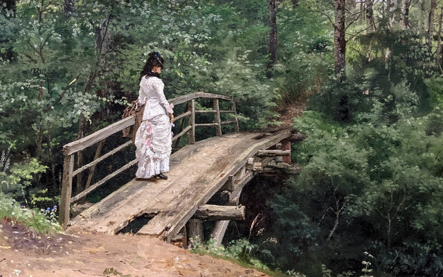 Summer landscape (Vera Alekseyevna Repina on a bridge in Abramtsevo) by Ilya Repin