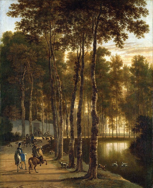 The avenue of birches by Jan Hackaert