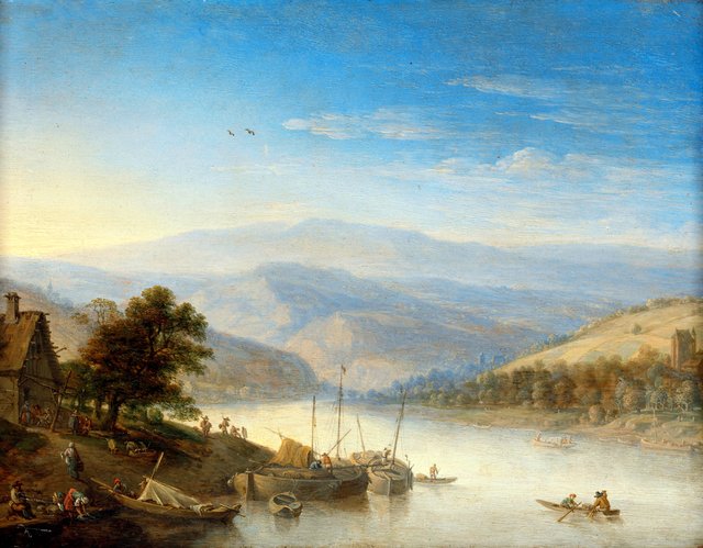 View of the Rijn river near Andernach by Herman Saftleven