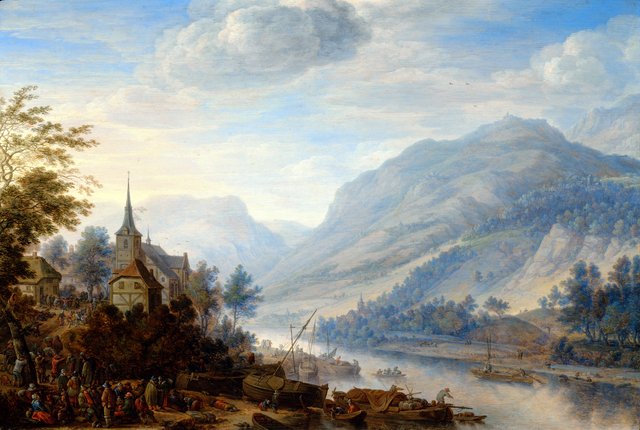 View of the Rhine river near Reineck by Herman Saftleven