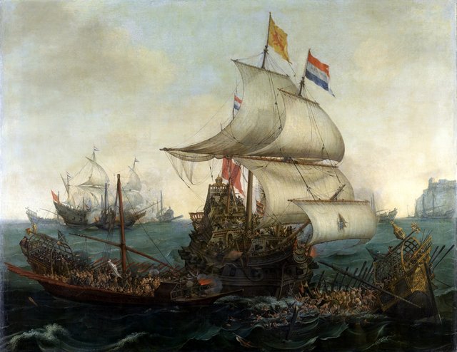 Dutch ships ramming Spanish galleys off the English coast, 3 October 1602 by Cornelis Vroom