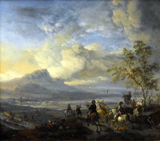 The heron hunt by Philips Wouwerman