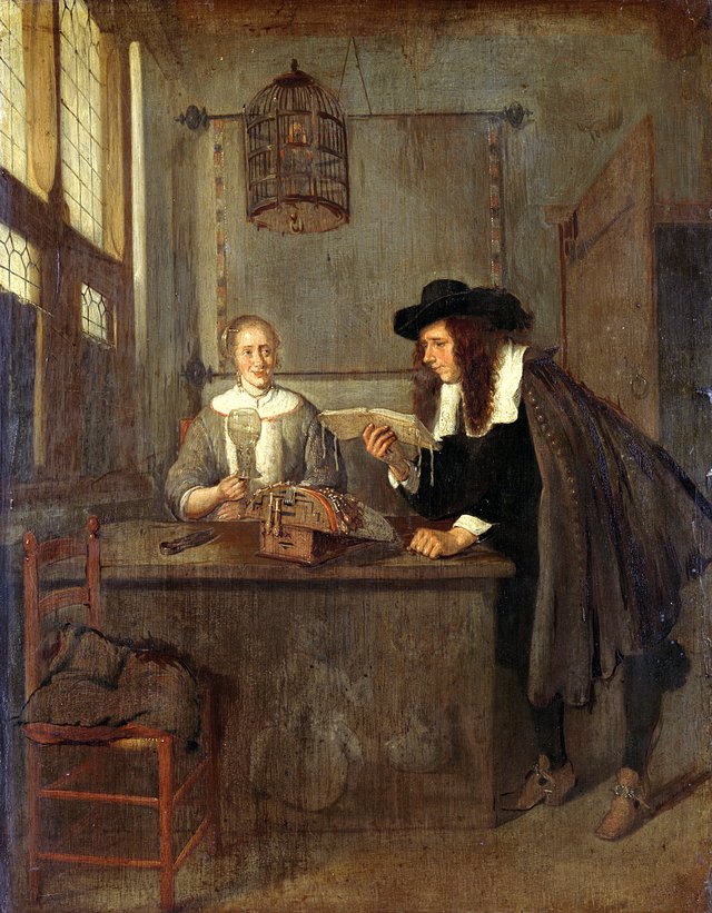 Reading aloud by Quirijn van Brekelenkam