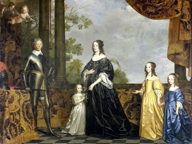 Frederik Hendrik (1584-1647), Prince of Orange, his wife Amalia van Solms (1602-75) and their three youngest daughters, Albertina Agnes (1634-96), Henrietta Catharina (1637-1708) and Maria (1642-88) by Gerard van Honthorst