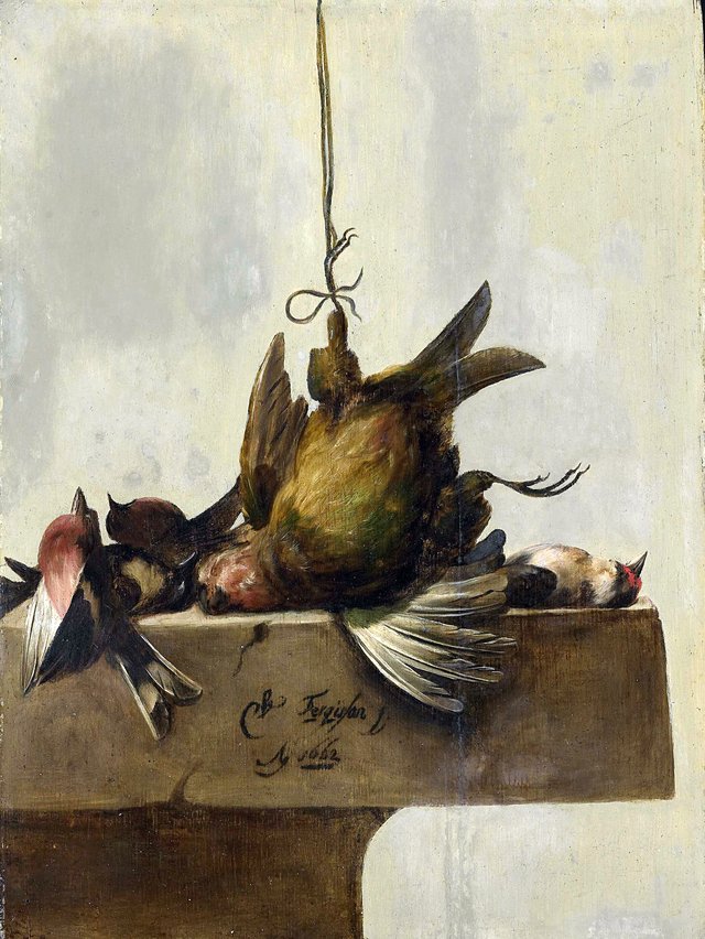 Still life with birds by William Gouw Ferguson