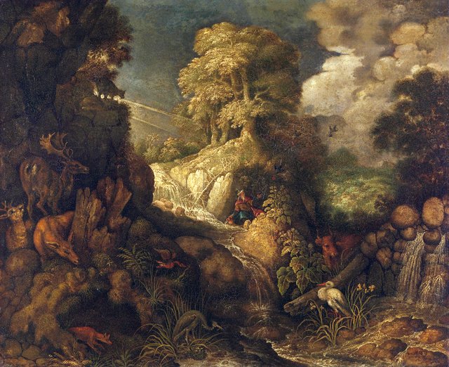 Elijah fed by the ravens by Roelant Savery