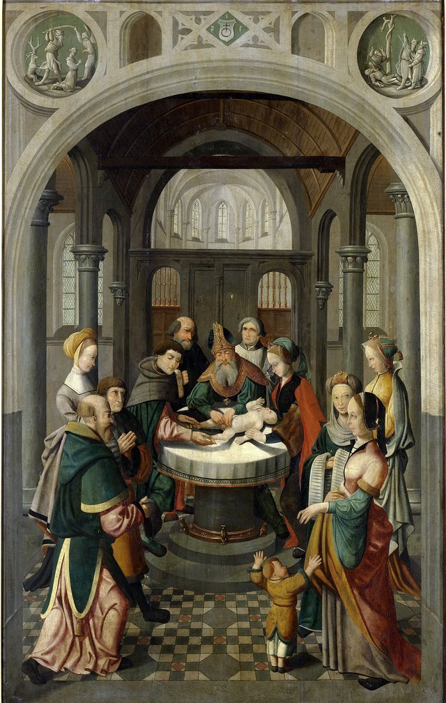 Panel of an altarpiece with the Circumcision (inner wing) and the Resurrection (outer wing) by Master of Alkmaar