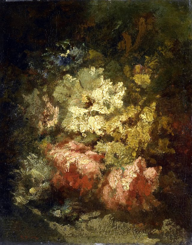 Still Life with White and Red Roses by Narcisse Virgilio Díaz