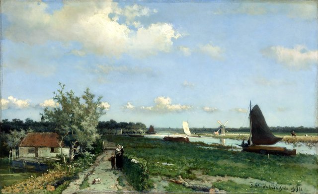 The Trekvliet Shipping Canal near Rijswijk, known as the ‘View near the Geest Bridge’ by Johan Hendrik Weissenbruch
