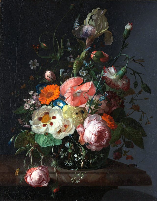 Still Life with Flowers on a Marble Slab by Rachel Ruysch