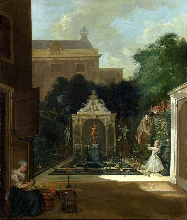An Amsterdam Canal House Garden by Cornelis Troost