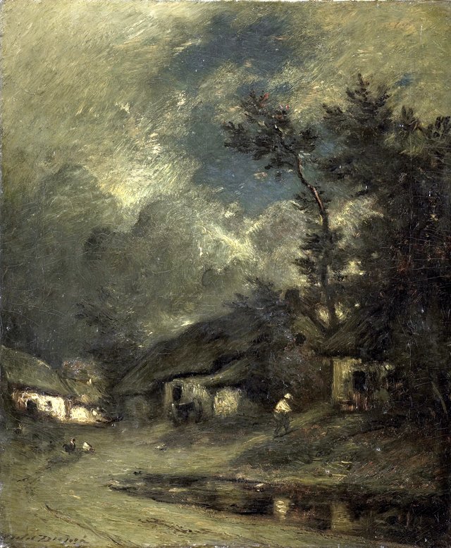 Village at night by Jules Dupré