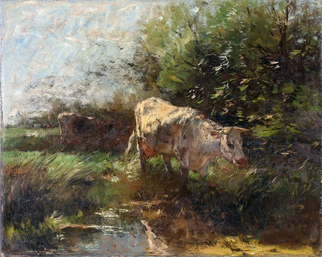 Weide met koeien by Willem Maris