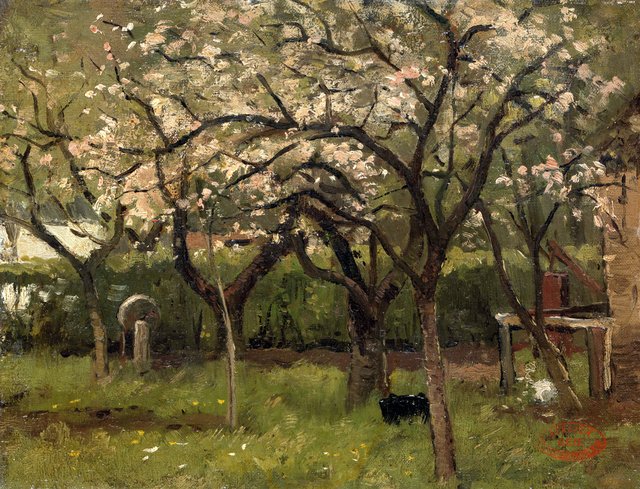 An orchard in bloom by Geo Poggenbeek