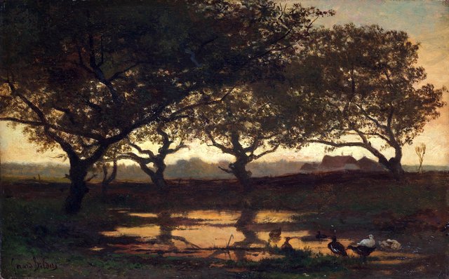 Woodland Pond at Sunset by Gerard Bilders