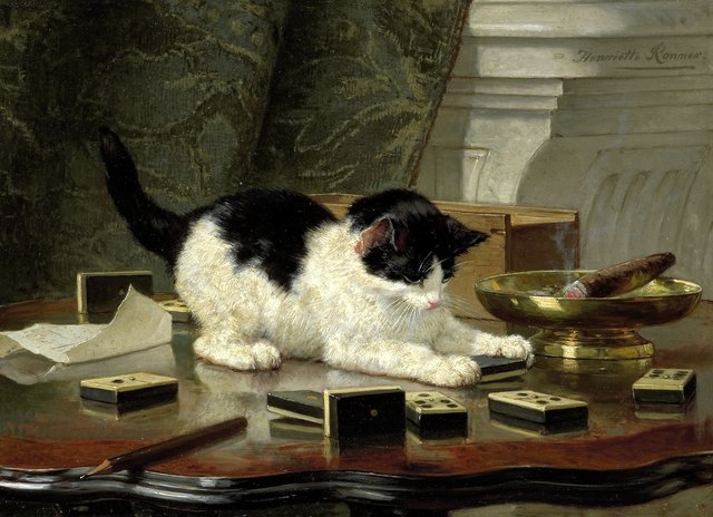 The cat at play by Henriëtte Ronner-Knip