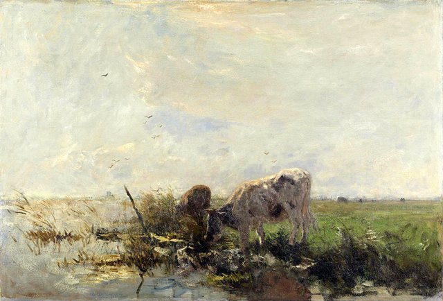 Cow at water's edge by Willem Maris