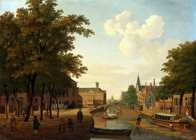 Gezicht op de Houtmarkt te Amsterdam by Hendrik Keun
