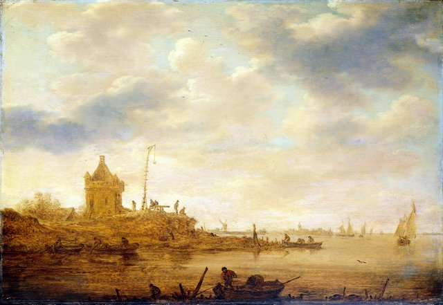 River view with sentry post by Jan van Goyen