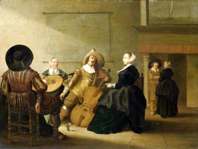 A musical company in an interior by Pieter Symonsz Potter