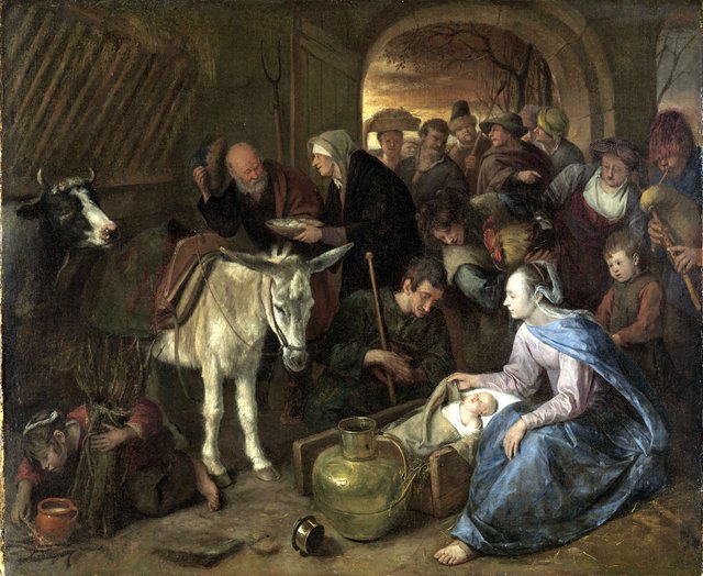 The adoration of the shepherds by Jan Steen