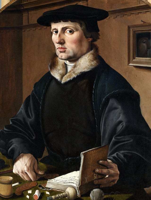 Portrait of (possibly) Pieter Gerritsz Bicker, pendant of (possibly) his wife Anna Codde by Maarten van Heemskerck