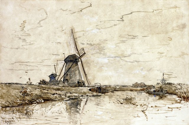 Landscape with windmills by Paul Joseph Constantin Gabriël