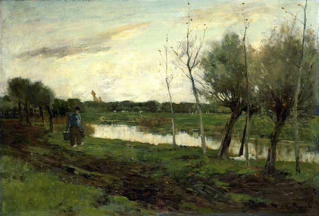 Landscape with canal by Geo Poggenbeek