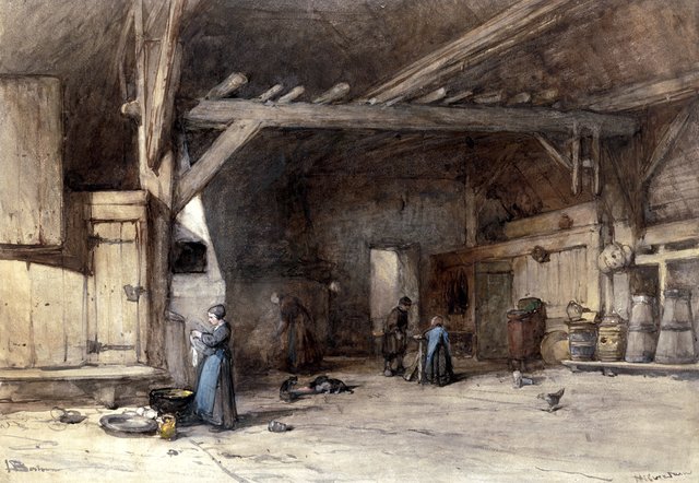 Interieur van een boerendeel bij Hilversum by Johannes Bosboom
