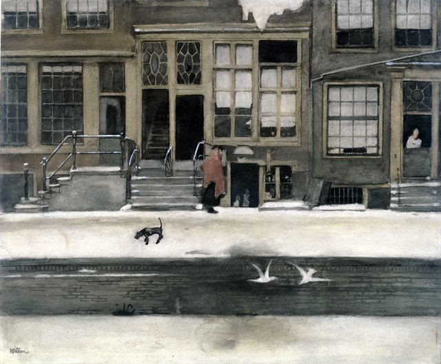 De Kromboomsloot te Amsterdam by Willem Witsen