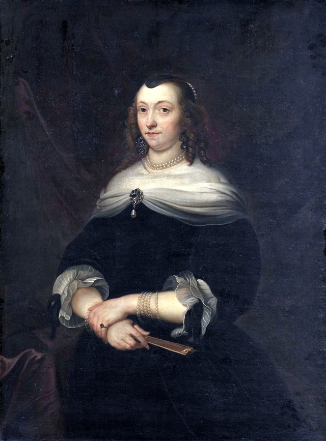 Portrait of a woman, thought to be Lucretia Boudaen by Jacob van Loo