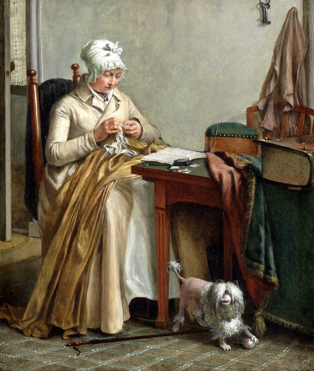 Interior with Woman Sewing by Wybrand Hendricks
