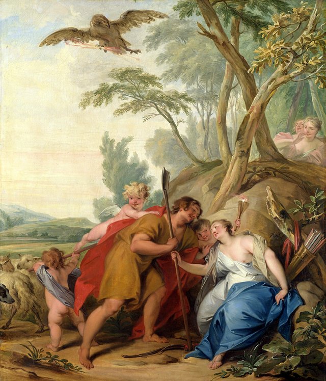 Jupiter, Disguised as a Shepherd, Seducing Mnemosyne, the Goddess of Memory by Jacob de Wit