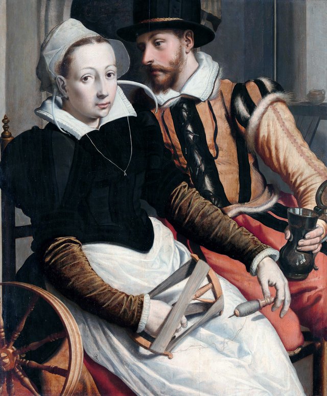 Man and Woman at a Spinning Wheel by Pieter Pietersz the Elder