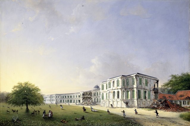 Front View of Buitenzorg Palace after the Earthquake of 10 October 1834 by Willem Troost